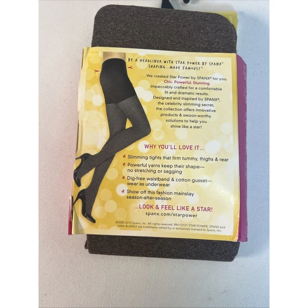 SPANX Star Power Center Stage Shaping Tights Heathered Java A NIB